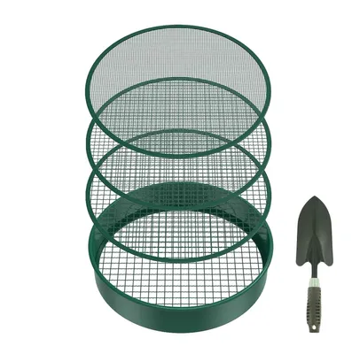 Imagen del producto de Tamiz de acero inoxidable para jardín con 4 tamaños de malla para una jardinería eficiente