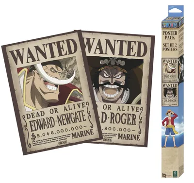 2 Chibi-Poster One Piece Wanted Roger & Whitebeard 52x38 cm