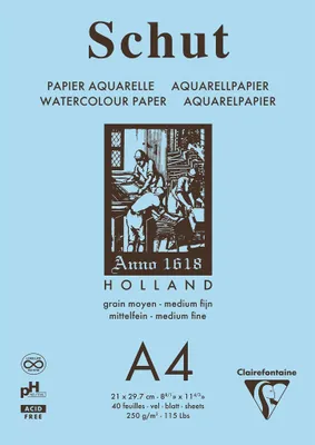 Image de Papier aquarelle Schut A4, 250 g, 40 feuilles - Papier à dessin pour artistes
