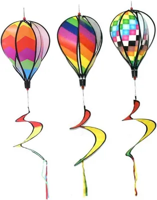 Produktbild von Famanu Windspinner Heißluftballon - Set aus 3 bunten Dekorationen - 120x27cm