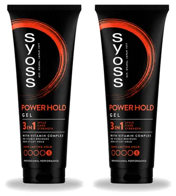 Imagen del producto de 2 unidades de gel para el cabello Syoss Power Hold: fijación extra fuerte, 250 ml. Paquete económico