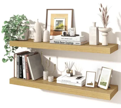 Produktbild von Wandregal Schweberegal 80 cm Eiche 2er Set 19,5 cm Tief MDF