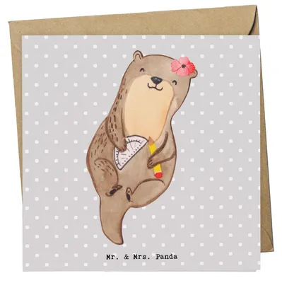 Produktbild von Mr. & Mrs. Panda Grußkarte Bauzeichnerin Herz - Grau Pastell - Geschenk, Klappkarte, anlasskarte, faltkarte, Glückwunschkarte, doppelkarte