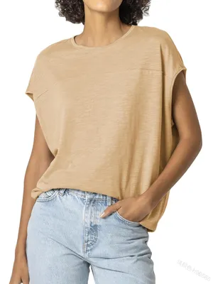 Immagine prodotto di Maglietta a maniche corte da donna - Modello estivo - T-shirt basic - Scollo rotondo - Tessuto traspirante - Casual ed elegante