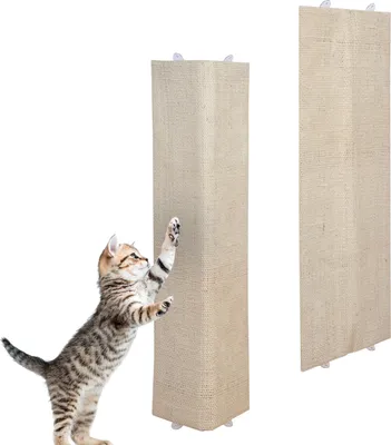 Produktbild von Katzen Kratzbrett mit 2 verschiedenen Seiten 80 x 27 cm - 2er Set - Sisal und Plüsch Kratzecke zum Legen oder Hängen