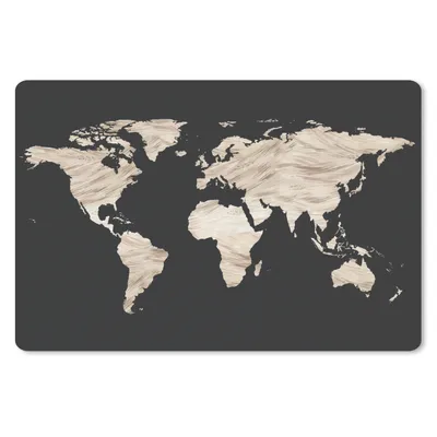Produktbild von MuchoWow® Schreibtischunterlage Weltkarte - Beige - Schwarz 60x40 cm - XXL Mauspad - Großes Mauspad