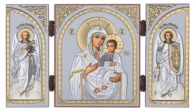 Ikonen-Triptychon – Gottesmutter von Iveron – Holz-Reisealtar