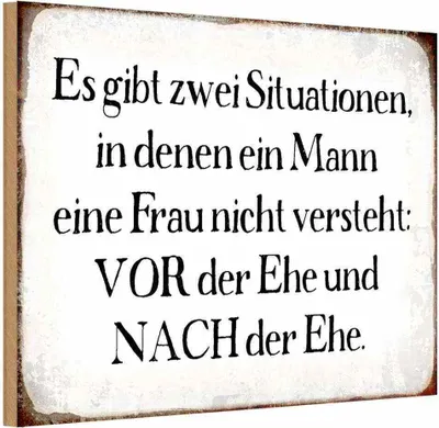Produktbild von vianmo Holzschild 12x18 cm Mann Frau vor nach der Ehe Männer Frauen