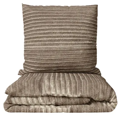 Produktbild von Bettwäsche Winter Plüsch 135x200 Cord Optik Braun warm Cashmere-Touch Reißverschluss