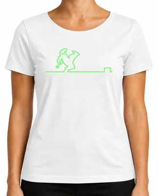 Imagen del producto de Camiseta para mujer, diseño "Linea Balum Strichmännchen Osvaldo Kult Cartoon", color blanco, talla M