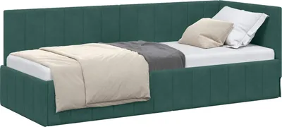 Zdjęcie produktu dla vidaXL Narożna rama łóżka z zagłówkiem ciemnozielona 80 cm x 200 cm aksamitna