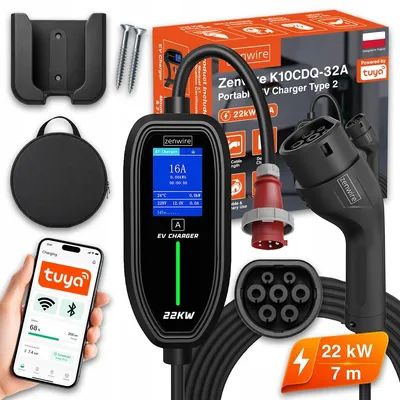 Zdjęcie produktu dla Ładowarka do Aut Samochodów Elektrycznych EV Wallbox 22kW 32A Typ2 WiFi 7m
