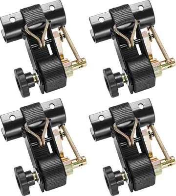 Produktbild von SucceBuy Spanngurte für Leitergestell, 47,5–50,8 mm, schwarze Rundrohrhalterung, 38 mm x 2,25 m, Ratschengurte mit J-Haken, 226,8 kg Belastbarkeit, mit Schnallenverschluss (4er-Pack)