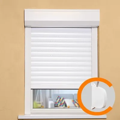 Image de Volet Roulant PVC Recoupable, 120 x 120 cm, Manoeuvre Sangle, Blanc