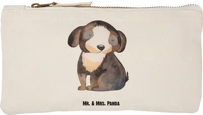 Produktbild von Mr. & Mrs. Panda Kosmetiktasche Hund Entspannen Größe S Klein - Weiß - Geschenk, Mäppchen, Pouch, Sprüche, Kulturbeutel, Liebe, Hundemama, Niedlich, Süß, Kosmetikbeutel