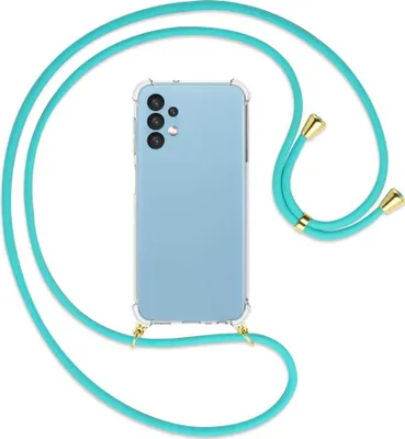 Produktbild von Handykette Backcover-Schutzhülle mit Band (Metall goldfarben) für Samsung Galaxy A13 4G - türkis