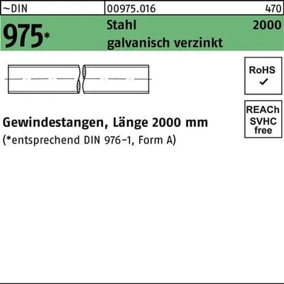 Produktbild von Gewindestange DIN 975 M 10 x 2000mm Stahl galvanisch verzinkt