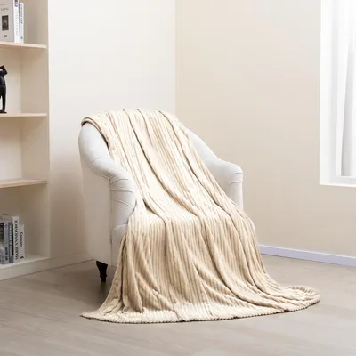 Produktbild von Kuscheldecke Flauschig Wohnzimmerdecke Überwurfdecke Weiche Decke Wohndecke Sofa 150x200cm Camel