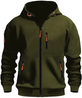 Immagine prodotto di Felpa con cappuccio da uomo, con zip – Giacca sportiva – Multiuso – Cappuccio – Maglione – Tessuto in poliestere delicato sulla pelle – Felpa
