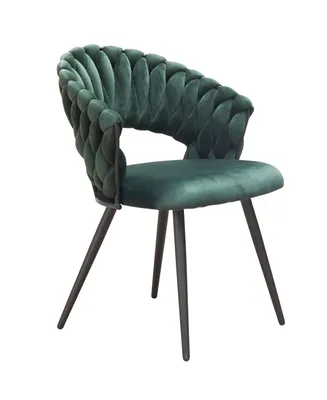 Produktbild von LC Home Esszimmerstuhl »Nancy« Flechtoptik Samt grün Akzent Stuhl Landscape Armlehnstuhl Weavy Lounge Stuhl Designerstuhl
