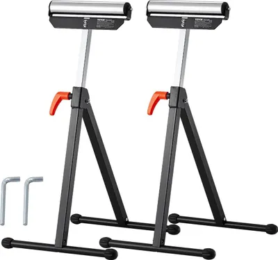 Immagine prodotto di 2 supporti a rulli per lavorazione del legno Carico massimo 135 lb Regolabili da 26,8 a 42,5 pollici