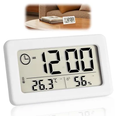 Digitale Wecker mit Temperatur- und Feuchteanzeige, LCD, batteriebetrieben