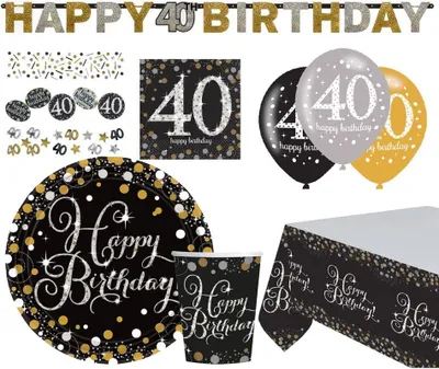 Produktbild von Zahl 40 Sparkling Celebrations Gold Partyset 41-teilig
