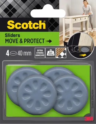 Produktbild von Set mit 4 selbstklebenden Wabenpads, SCOTCH, Durchmesser 40 mm, grau