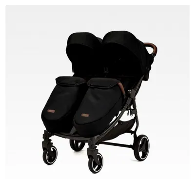 Produktbild von Venus Max Doppel-Kinderwagen - geeignet von Geburt bis 15 kg (ca. 3 Jahre), kompakter, leichter, faltbarer Zwillingskinderwagen, inklusive Regenschutz und Fußwärmer (Schwarz)