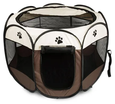 Image de Elzusha - Cage de transport pliable pour chiens et chats, 91x91x58 cm, couleur marron