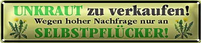 Produktbild von Blechschild Spruch 46x10cm Unkraut zu verkaufen nur an Dekoration