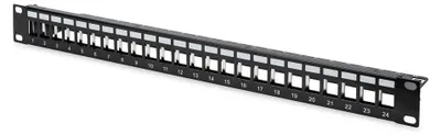 Immagine prodotto di Pannello di permutazione modulare - 19 pollici - 24 porte - Schermato - Montaggio rack 1U - Nero