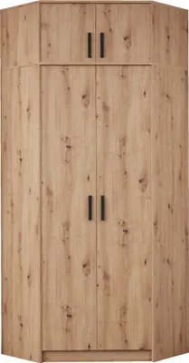 Produktbild von DESIGN MÖBEL Gustavo 08 – Eckkleiderschrank 91x195 cm, mit Schrankerweiterung 40 cm, Soft-Close, Artisan Eiche, Einlegeböden
