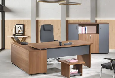 Produktbild von Eckbürotisch Arbeitszimmermöbel Komplettbüro Büro 3tlg Holz Braun Set