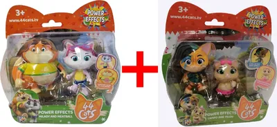 Produktbild von Smoby 44 Cats 2 x 2er Pack Katzen Figuren Milady, Metty, Lampo und Pilou mit Leuchteffekt und Farbwechselfunktion, 4 Figuren, 6 cm GESCHENK-SET