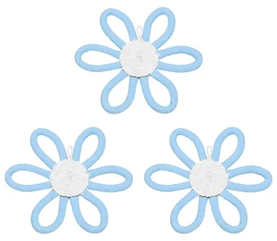 3er-Set Makramee-Blumen Wanddeko, 15 cm, handgewebt, Boho-Stil