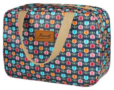 Immagine prodotto di Borsa da toilette da donna, grande, con motivo floreale, impermeabile, realizzata in tessuto Oxford, dimensioni 30x13x20 cm