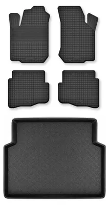 Produktbild von Gummimatten + Kofferraumwanne für Nissan Almera N16 2000-2005 (Schrägheck) – Schwarz, Semi-Universal, angepasst – Wielganizator Semi-Universal
