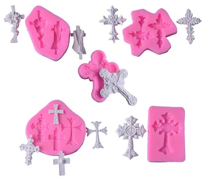 Produktbild von Silikon-Fondantformen Kreuzform 5 Stück für Kuchen, Schokolade, Süßigkeiten