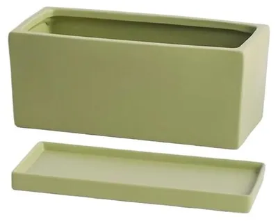 Obrázek produktu pro Keramické květináče zelené, obdélníkového tvaru