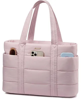 Productafbeelding van Laptop tas dames, 15,6 inch, shopper, opstaande handtas, werktas, grote tas, roze