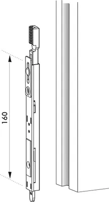 Image de Inverseur avec sortie de tringle pour fenêtre, 160x16mm, Unijet, 8-00670-02-0-1 - FERCO by THIRARD