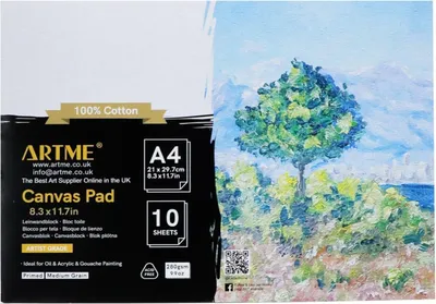 Obrázok produktu pre Plátno A4, 10 listov, 280 g/m², 100% bavlna, na maľovanie