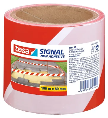 Imagen del producto de Cinta de señalización tesa, no adhesiva, roja/blanca