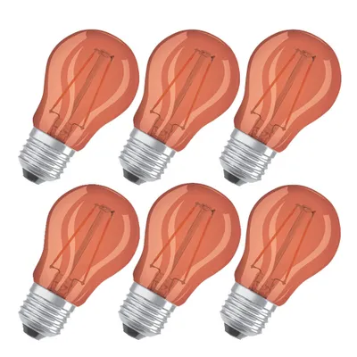 Image de 6 ampoules LED à filament Osram, forme goutte, multicolores, 1,6 W = 15 W, E27, orange