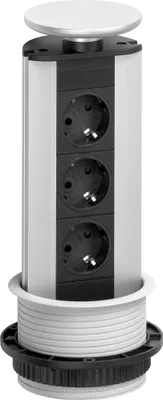 Produktbild von EVOline Port Steckdosenelement 3x Schuko Wippdeckel alufarbig