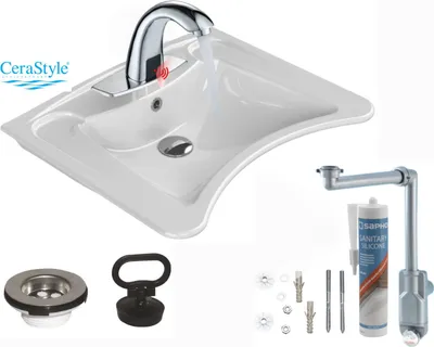 Produktbild von Domotechnika | Waschbecken Set 60x50 cm - Weiß - Für Menschen mit Behinderung - Inklusive Sensor-Armatur