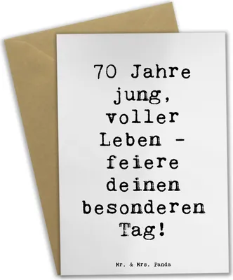 Produktbild von Mr. & Mrs. Panda Glückwunschkarte Spruch 70. Geburtstag Feier - Weiß - Geschenk, Grußkarte, jugendliche Energie, Klappkarte, weihnachtskarten, Geburtstagsspruch