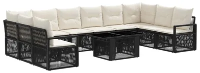 Produktbild von vidaXL Gartensofa-set 11 stk. Schwarz und Cremeweiß Poly-Rattan