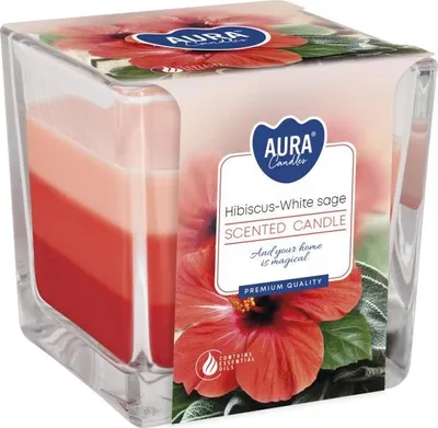 Image de BISPOL Aura 32H HIBISKUS - WHITE SWEET bougie parfumée en verre